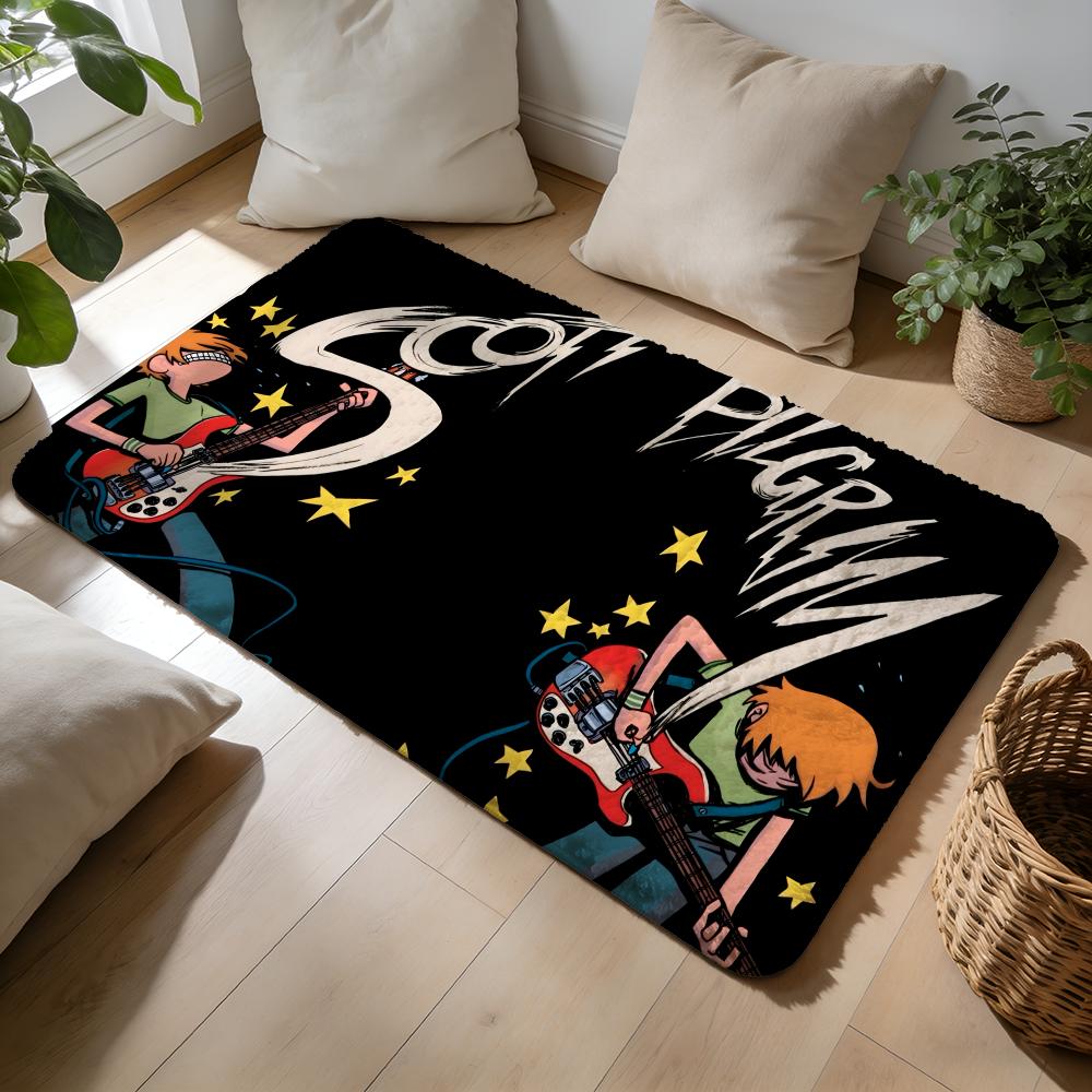 SScott Pilgrim VS The World Floor Mat Soft Flannel Absorbent Mat Non-Slip Rug Home Bedroom Bathroom