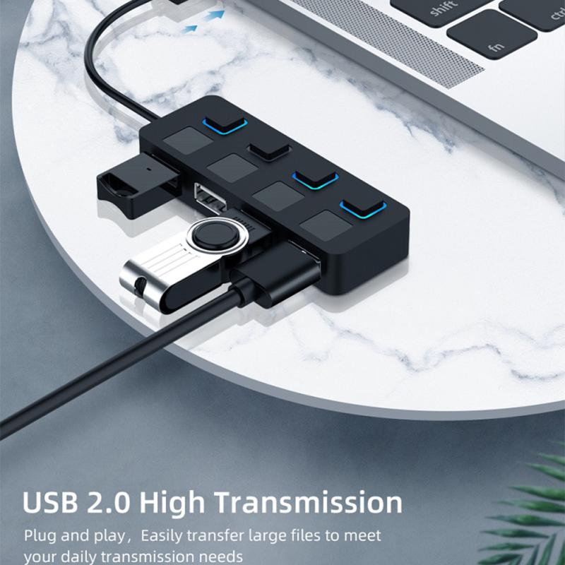 Usb 2.0 Hub Multi Usb Splitter 4 Ports Expander Multiple Usb 2.0 Hub Use Power Adapter Usb2.0 Hub