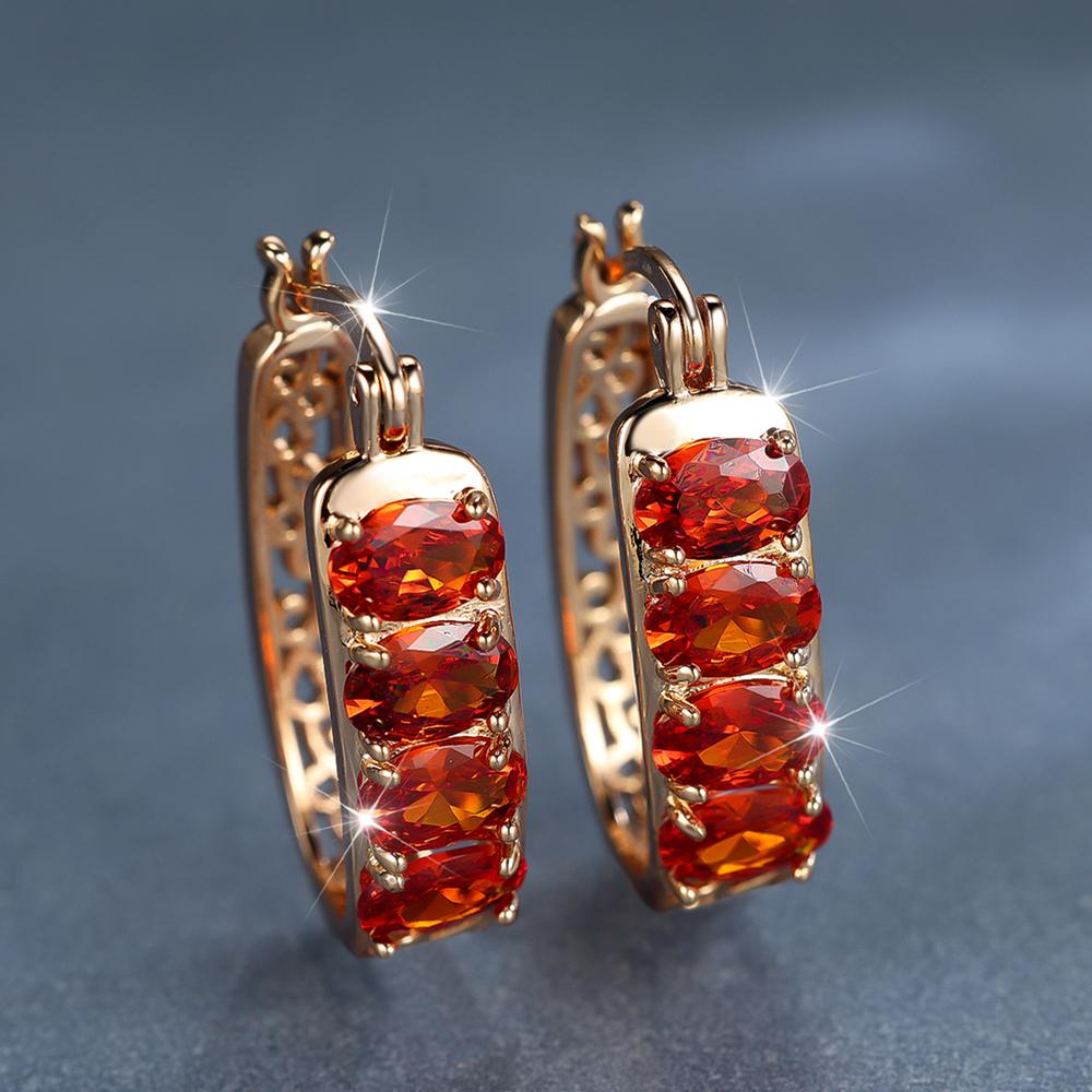 

Геометрические овальные серьги-кольца с цирконием для женщин, роскошные серьги цвета розового золота, женские помолвочные украшения для свадебной вечеринки красный