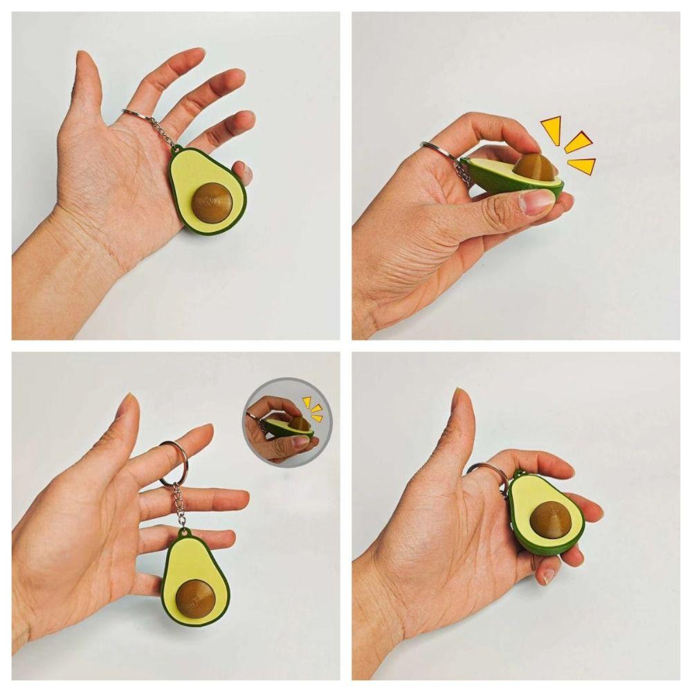 Calming Avocado Clicker Keychain Simulation Finger Button Pendant Fidget Keychain Backpack Charm