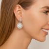 Moissanite Floral Halo Design Drop Earrings - 925 Sterling Silver