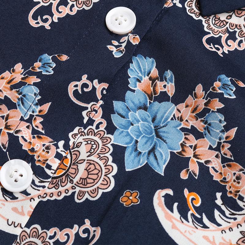 Spring Women Turn Down Collar Long Sleeve Pleated Lace Up Floral Short Chic Dress