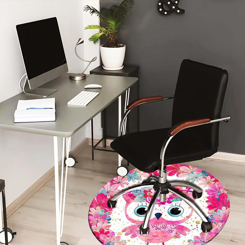 

1pc Carpet Chair Mats Floral Owl Illustration Perfect for Decorating Chairs, Polyester Carpet, for Living Room.YDT600 80cm by 80cm