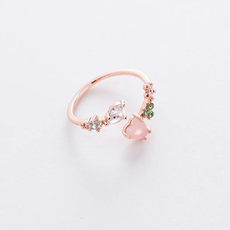 Korean New Exquisite Crystal Temperament Ring Sweet French Elegant Flower Opening Ring Female Jewelry