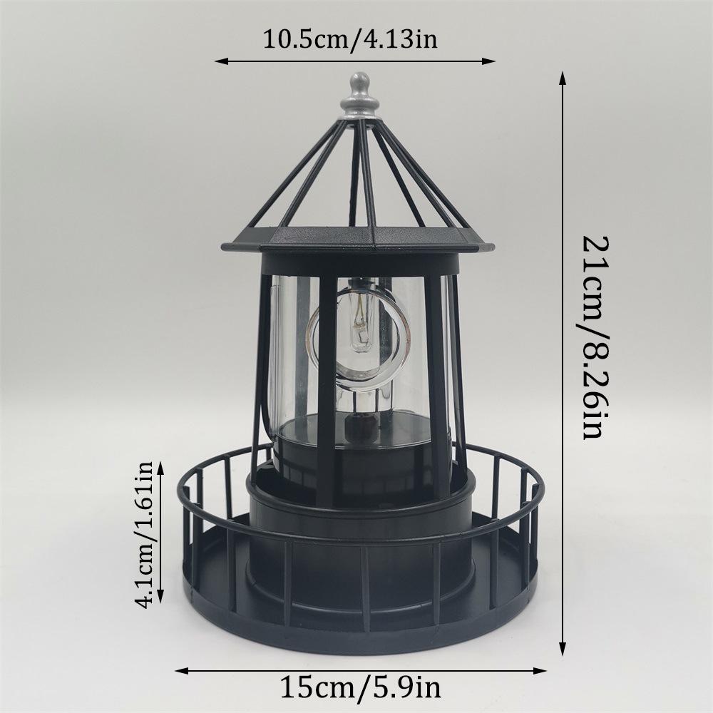 Rotating Beacon Light Iron Solar Adornment Lighthouse Garden Decor Lighthouse-shaped Landscape Lamp
