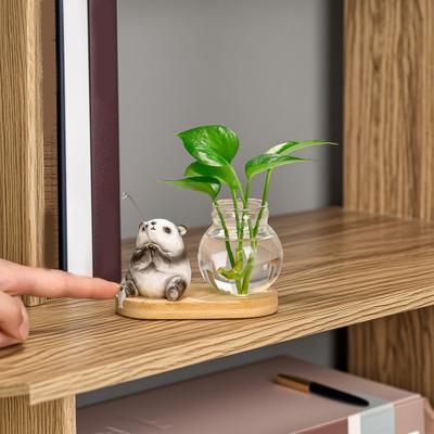 Yousheng Mini Plant Propagation Station, Hydroponic Glass Vase with Cute Animals Figurine, Home Office Desks Aesthetic Decorations, Gift for Women