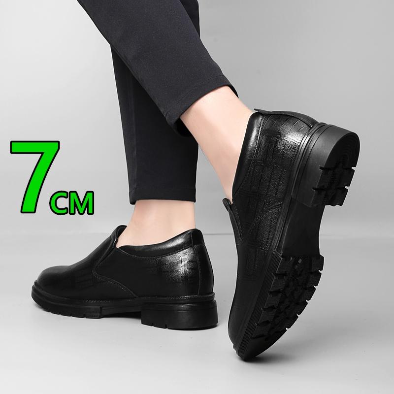 Fashion Big Size Elevator Loafers Wedding Men Leather Shoes Business British Formal Dress Shoes Height Increase Insole 7CM Lift Moccasin