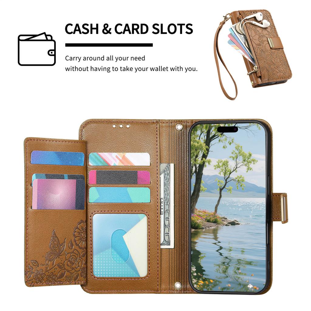 Floral Leather Wallet Case for Honor 400/400 Lite/400 Pro/X60 Pro/X9C/X9b/X50...Vintage All-in-One Card Holder w/Stand, Magnetic Closure & Wrist Strap