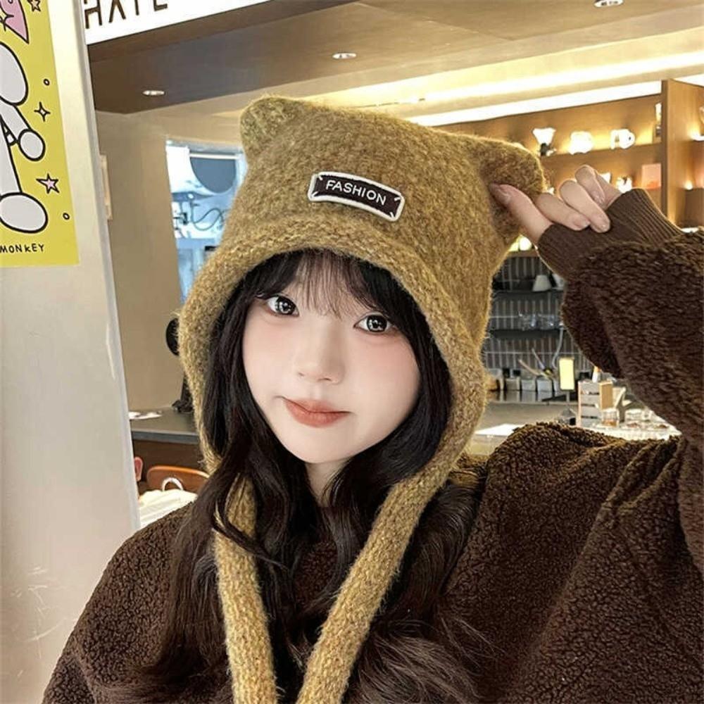 New Thickened Cute Ear Hat Windproof Coldproof Warm Cap Spicy Girl Hat Girl Boy