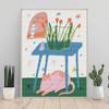 Full Drill Diamond Painting Kit Cute Pink Cat and Tulip Flowers Art Relaxing Creative Craft for Home Wall Decoration Enjoyable DIY Hobby Set