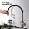 Brushed Nickel Kitchen Faucet Pull Out Double Handle Kitchen Tap Matte Chrome Kitchen Mixer Brass Single Hole 3 Ways Sink Tap