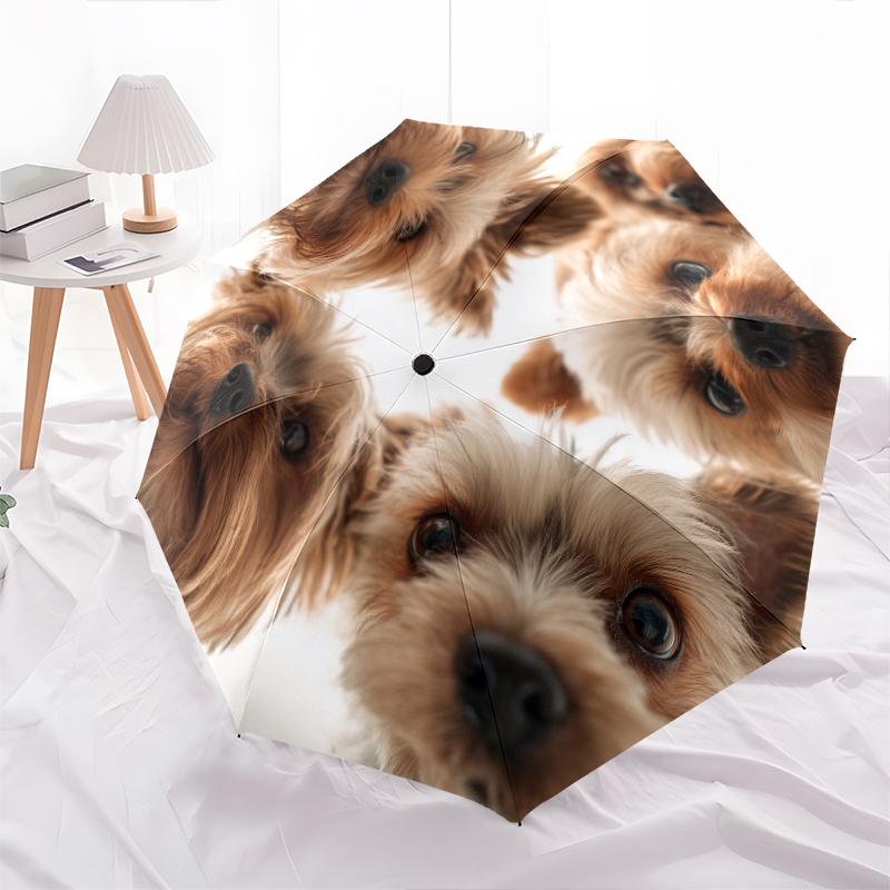 Yorkshire Terrier Pattern, Automatic Folding Umbrella, Portable and Foldable Design, 8 Ribs, a Christmas or Birthday Gift.