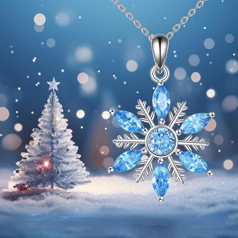 Creative Shiny Snowflake Pendant Necklace, Exquisite Pendant Necklace For Men