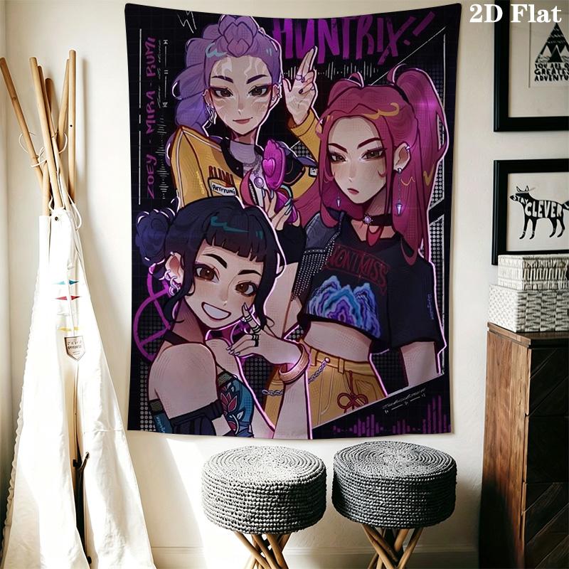 Playful Cartoon Girl Expression Set Tapestry Wallmounted Background Cloth Wall Covering Decoration Home Decor Background Cloth