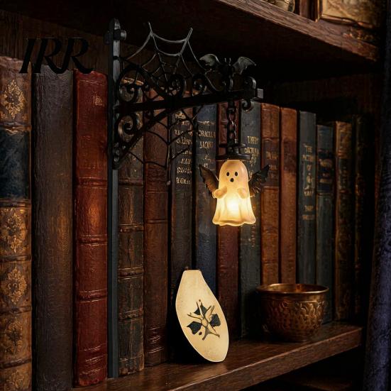 Reading Room Ambience Lamp Halloween Library Lantern, Gothic Decorative Bookshelf Lamp, Vintage LED Farmhouse Style Shelf Decor Book Nook Light