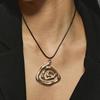 Metal Vortex Pendant Necklace, Black Cord Adjustable Necklace, Vortex Spiral Charm Necklace Jewelry for Women Casual Wear Office