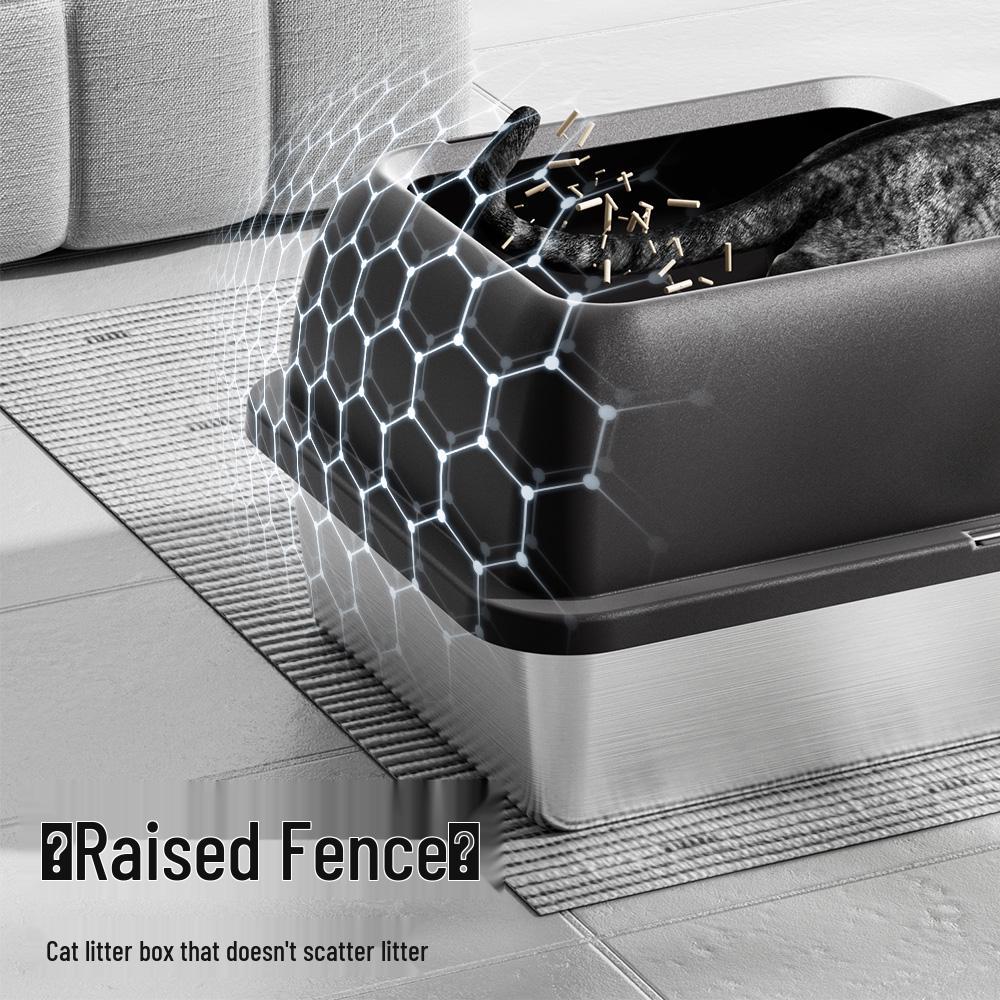 Stainless Steel Easy-Clean Cat Litter Box, Widened & Thickened, Large Open Space, Sand-Proof & Anti-Splash.