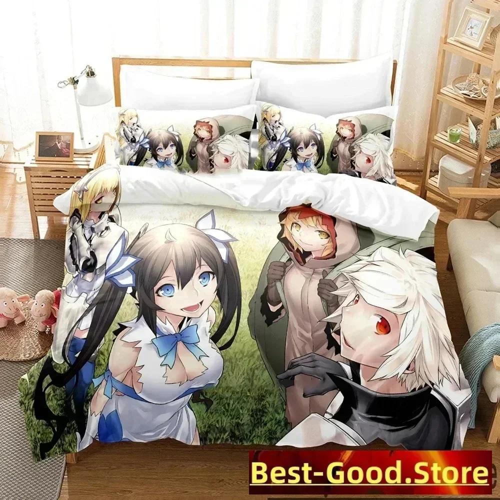 3D-print Danmachi Anime Hestia Sängkläder Set Tryckt Sängkläder Set Med Örngott Säng Påslakan Mjuk Queen King Size Sängkläder Hem