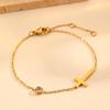 INS Summer Rhinestone Cross Anklet: Trendy European & American Stainless Steel Foot Jewelry.