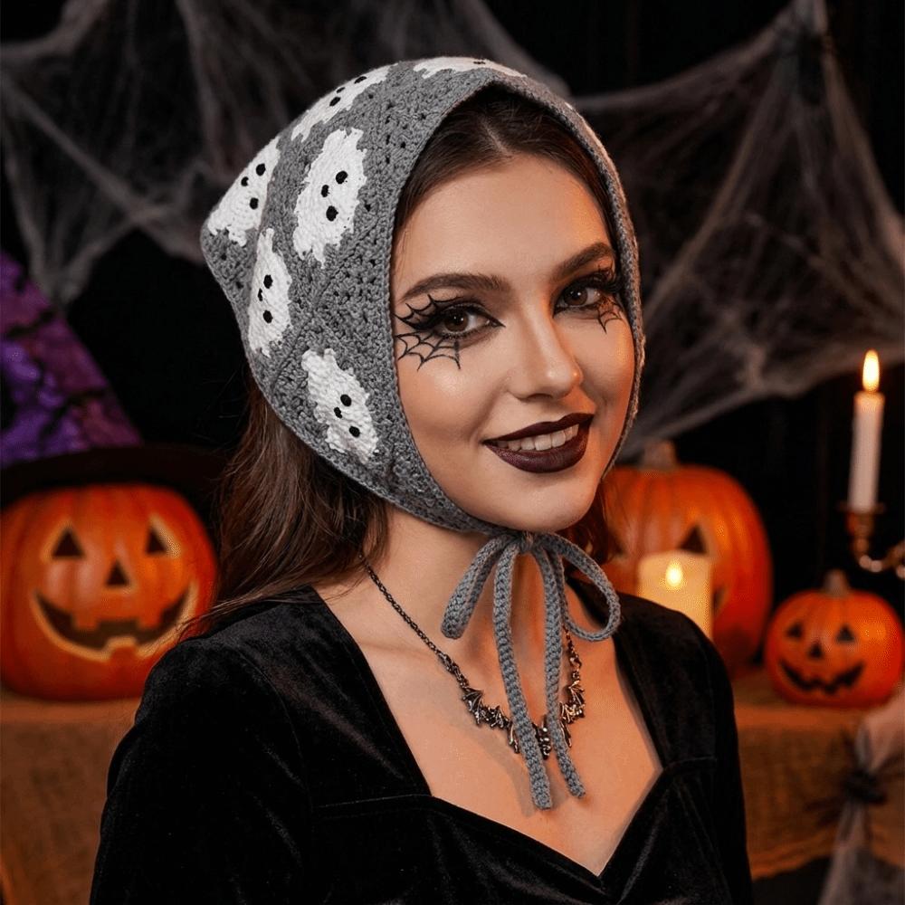 Bat Triangle Scarf Cotton Material Knitted Hollow Headband Halloween Headscarf Women Girls
