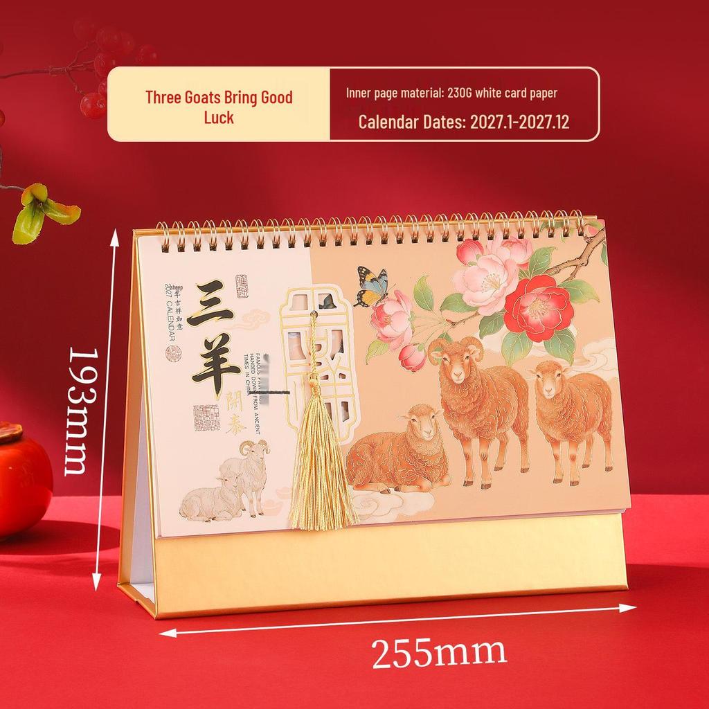 2026 Year of the Horse Custom Photo Table Calendar with Logo and Creative Cut-outs