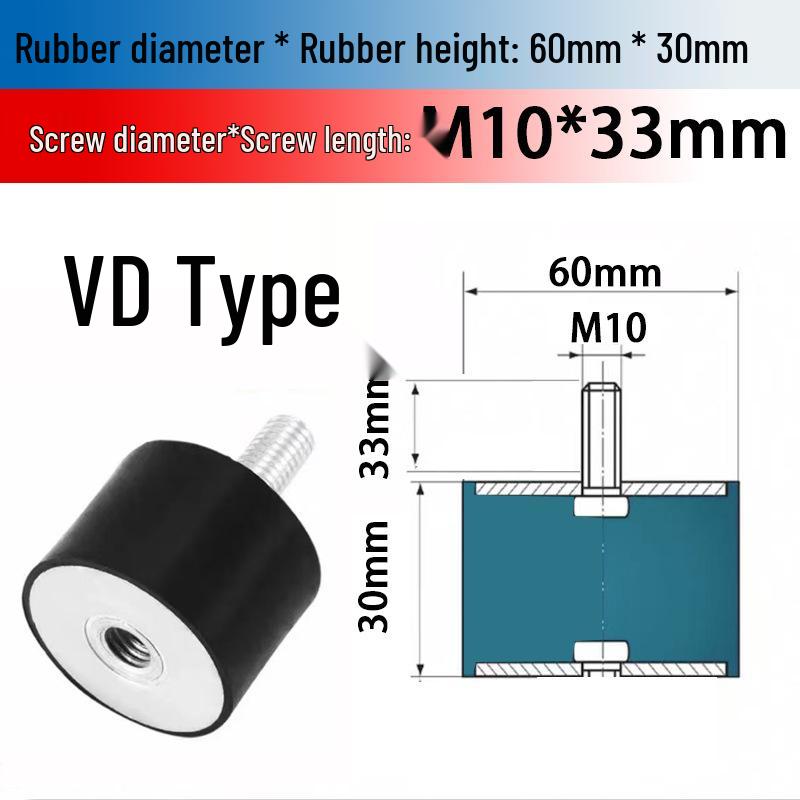 VD Type Cylindrical Rubber Vibration Isolator Pad with Inner & Outer Thread – NHE02 Motor Shock Absorbing Foot Pad