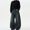 American Retro Washed Distressed Wide-Leg Jeans - Unisex Casual Trend