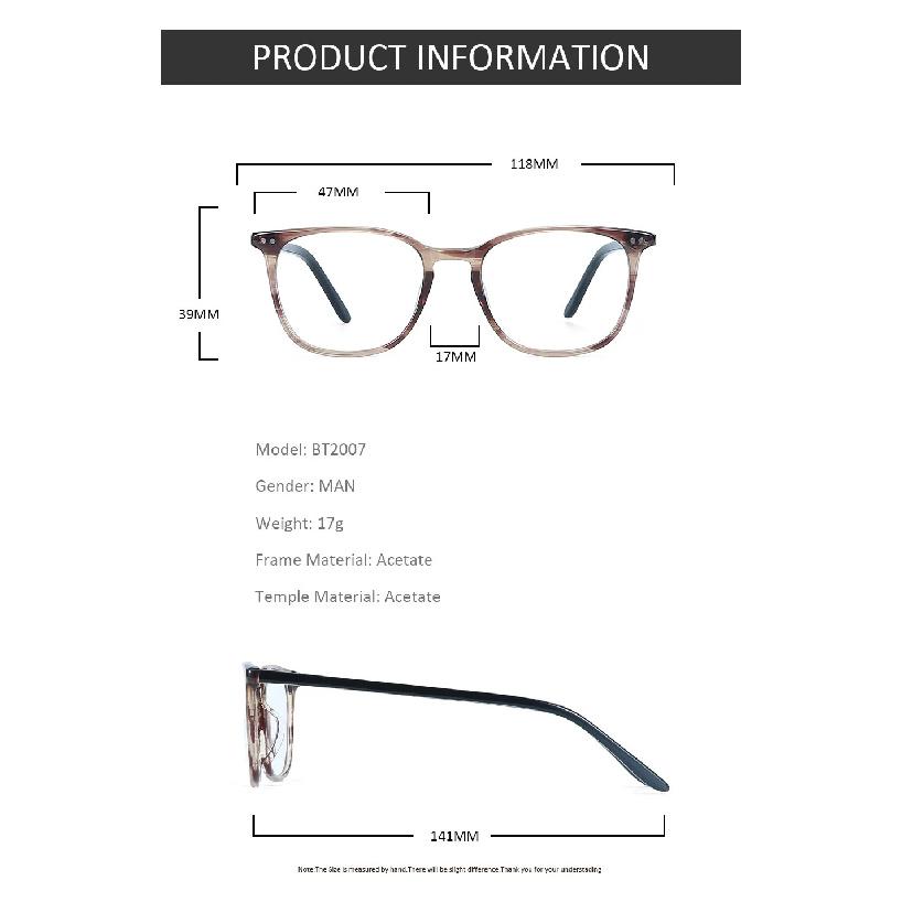 ZENOTTIC Casual Square Optical Prescription Eyeglasses Frames Unisex Ultralight Acetate All Day Comfort Spectacle Frame