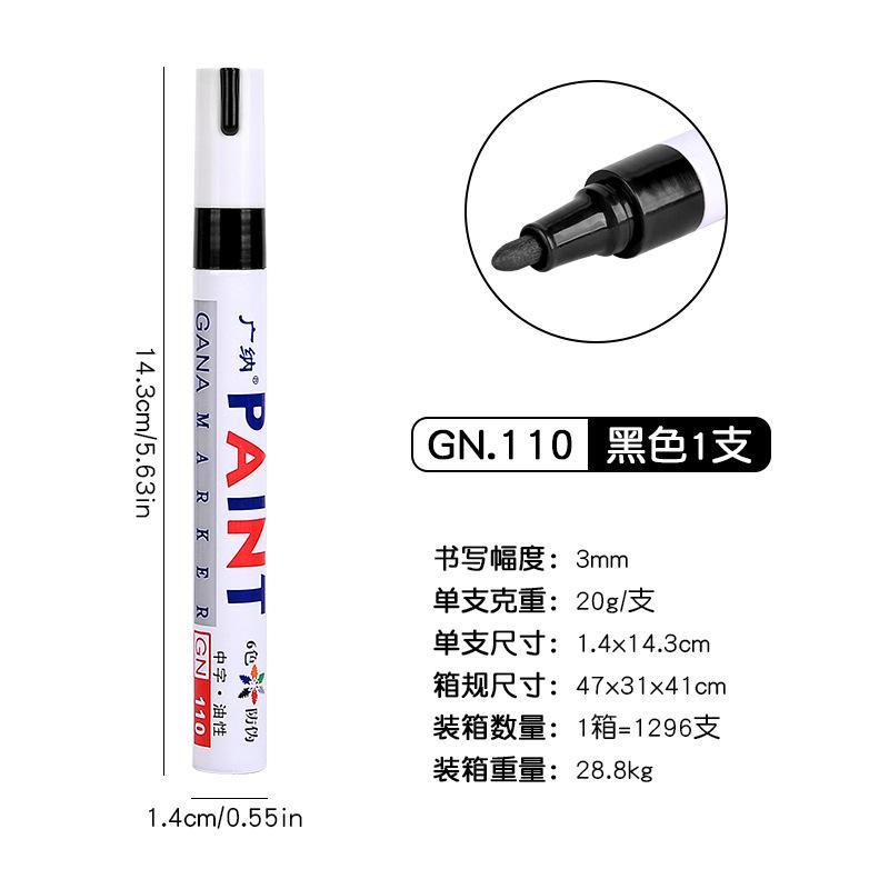12 kleuren waterdichte autoband loopvlak rubber metaal permanente verf marker