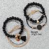 Rhinestones Watch Jewelry Set Heart Shape with Leather Strap Watch Bracelet Set Starfish Dial Digital Scale Quartz Wristwatch