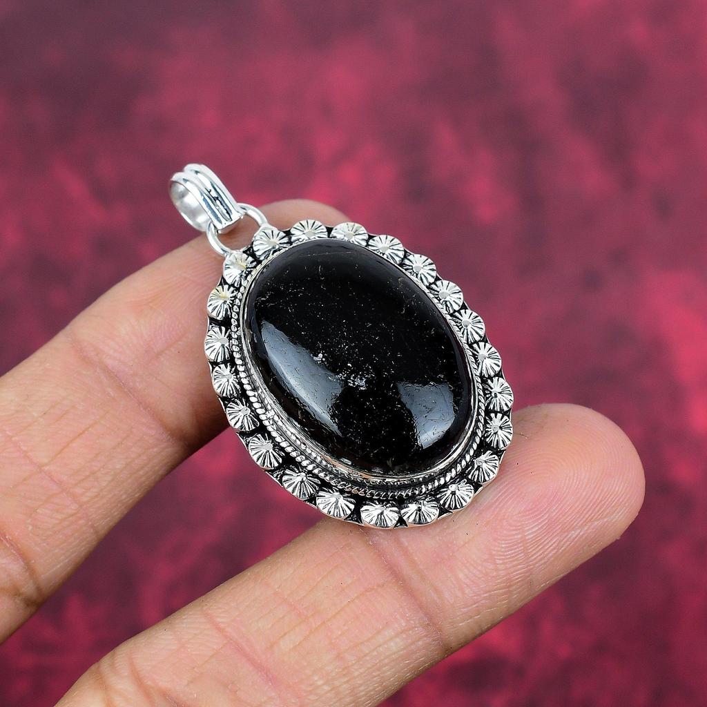 Black Tourmaline Pendant Gemstone Jewelry, 925 Solid Sterling Silver Pendant, Handmade Amazing Pendant Jewelry