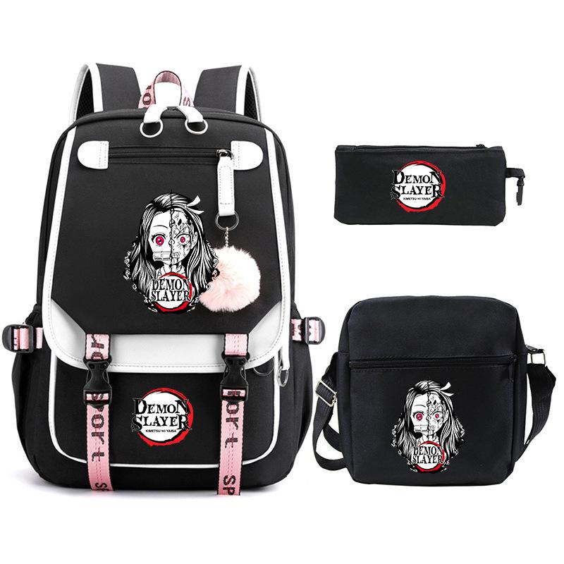Riman peripheral printing fashion backpack cross-border campus primary and secondary school students schoolbag shoulder bag pencil bag three-piece set