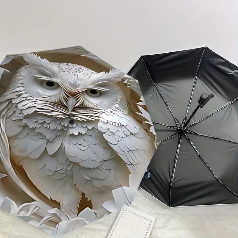 1PC Owl Paper-Cut Umbrella-8-Rib Reinforced, Automatic Open, Lightweight & Durable, Cute Fashion Accessory for Outdoor-P64