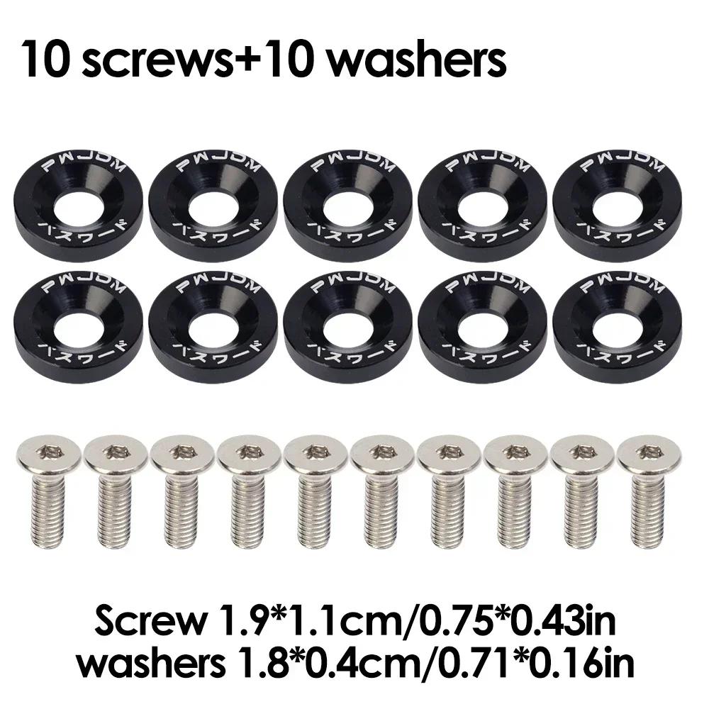 20pcs Car Modified Hex Fasteners Fender Washer Bumper Engine Concave Screws Aluminum JDM Fender Washers and M6 Bolt for Honda 20pcs чёрный