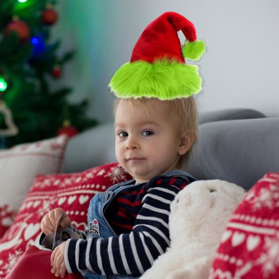 Christmas Hat Fluorescent Green Plush Retro Design Party Hat Christmas Scene Decoration Festive Atmosphere Christmas Accessory