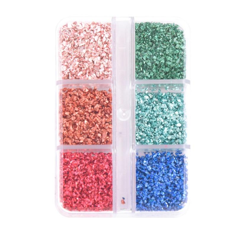 6-Grid Soft Pottery Rhinestone Boxed DIY Cobblestone Suit Nail Nail Jewelry Mixed
