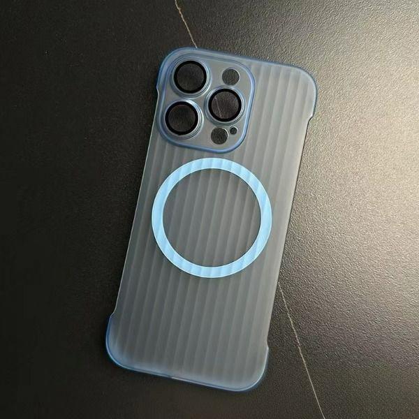 Applicable to iPhone16Pro corrugated magnetic borderless mobile phone case, advanced sense Apple 15 ultra-thin 14 anti-drop cover