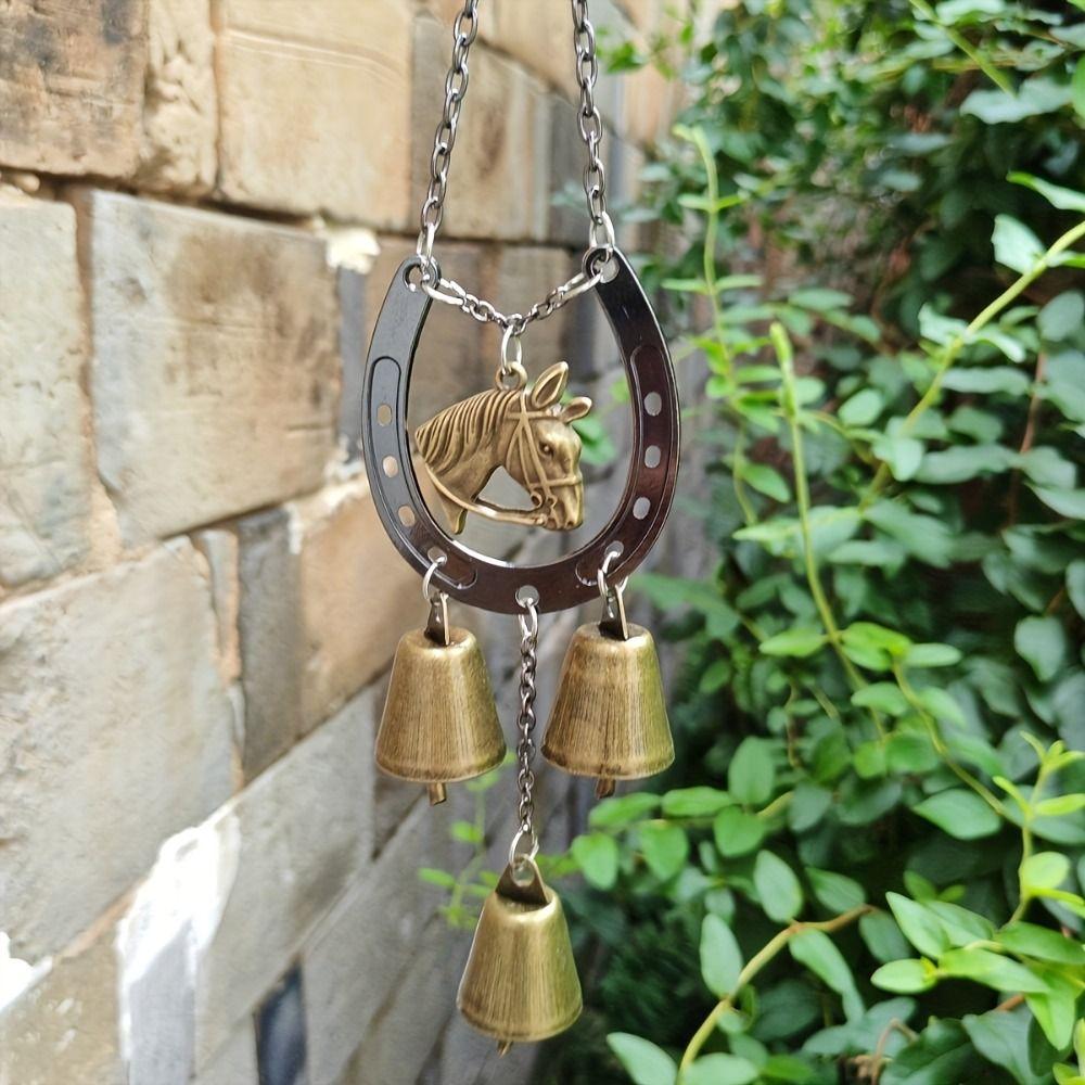 Wisiorek z kopyta szczęśliwego konia Vintage Dekoracyjny Ozdoba do zawieszenia na dziedzińcu Dzwonek wietrzny do zawieszenia Prezent