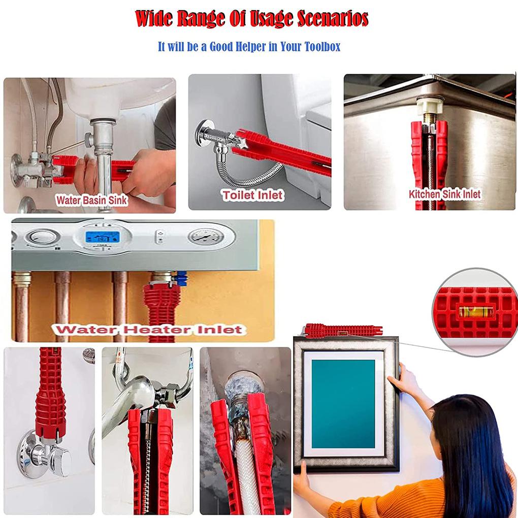 Flume Wrenches Kitchen Faucet Sink Plumbing Spanner Installer Toilet Bowl Basin Installation Metal Sleeve Key with Level