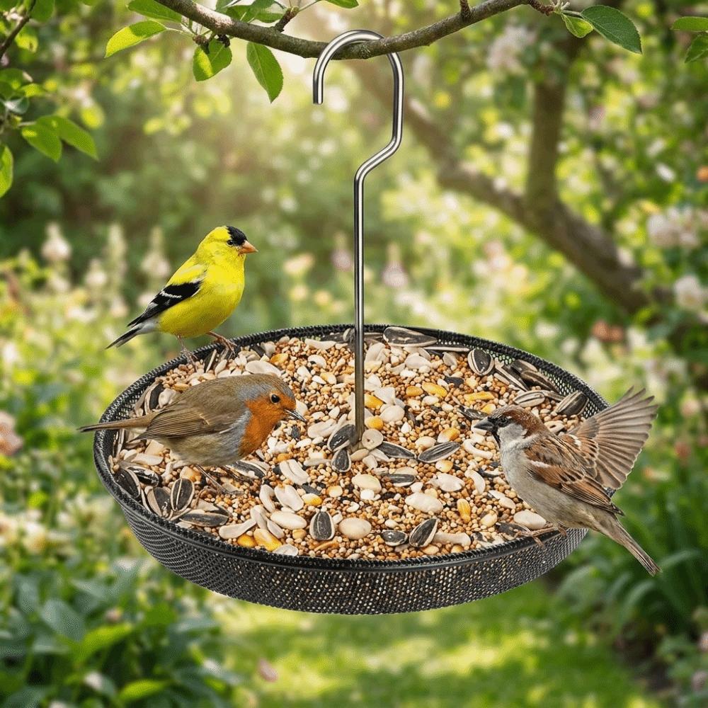 Large Capacity Hanging Bird Feeder Rustproof Bird Food Tray Bird Feeding Station Outdoor Use