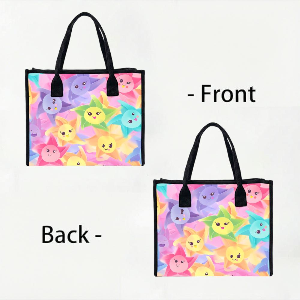 Cute Cartoon Sun Print Tote Bag Portable Fashion Casual Large Capacity Shoulder Handbag for Daily Use