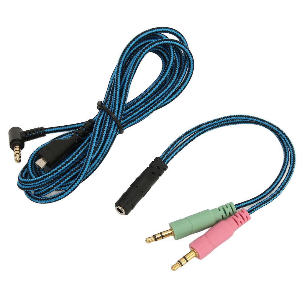 Headphone Cable Elbow Plug OFC Core Replacement Headset Cord with Y Adapter for Steelseries Arctis