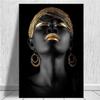 Classical Art Black Gold African Women Canvas Painting Wall Art Pictures Posters and Prints for Living Office Bedroom Home Decor No Frame