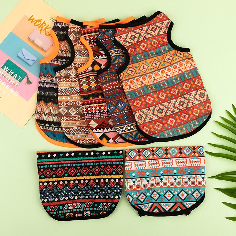 Ethnic Style Summer Short Sleeve Pet Vest for Cats and Small Dogs