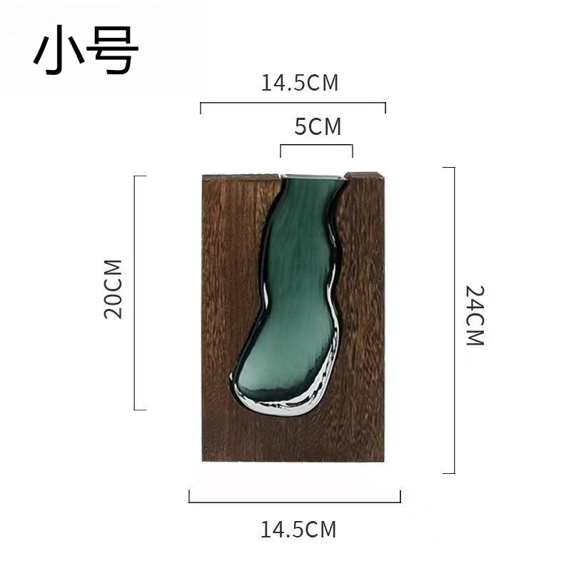 

Solid Wood Transparent Glass Vase for Home Decor Crystal Flower Vase Modern Centerpiece for Living Room/Hotel Lobby Decoration