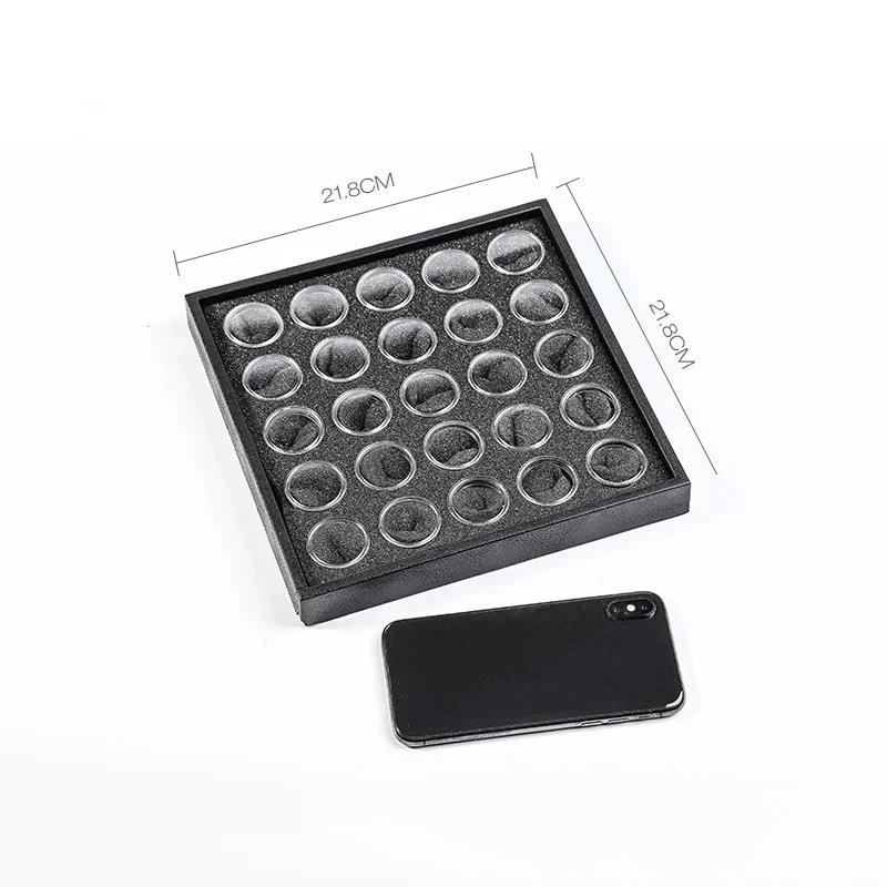 25/ 50 Grids Gem Display Case Diamond Storage Box Small Round Plastic Containers Box Jewelry Organizer Container with Foam