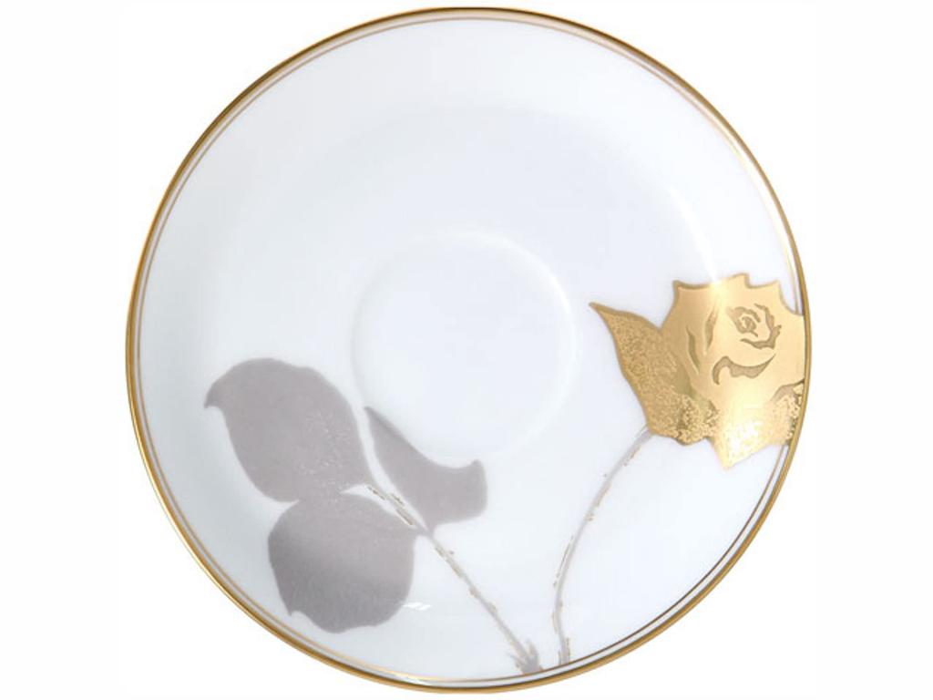Okura Pottery Art Gold-Etched Rose Cup & Saucer, Coffee/Tea, Approx. 235cc, Made In Japan, 1C/2016