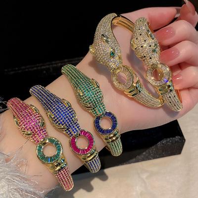 New Leopard Zircon Card Home Bracelet for Women, Amazon Retro Fashion Trend