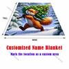 Festive fox with Christmas tree pattern Blanket Flannel Material Soft Warm for All Seasons,For Home Outdoor Camping Picnics RV