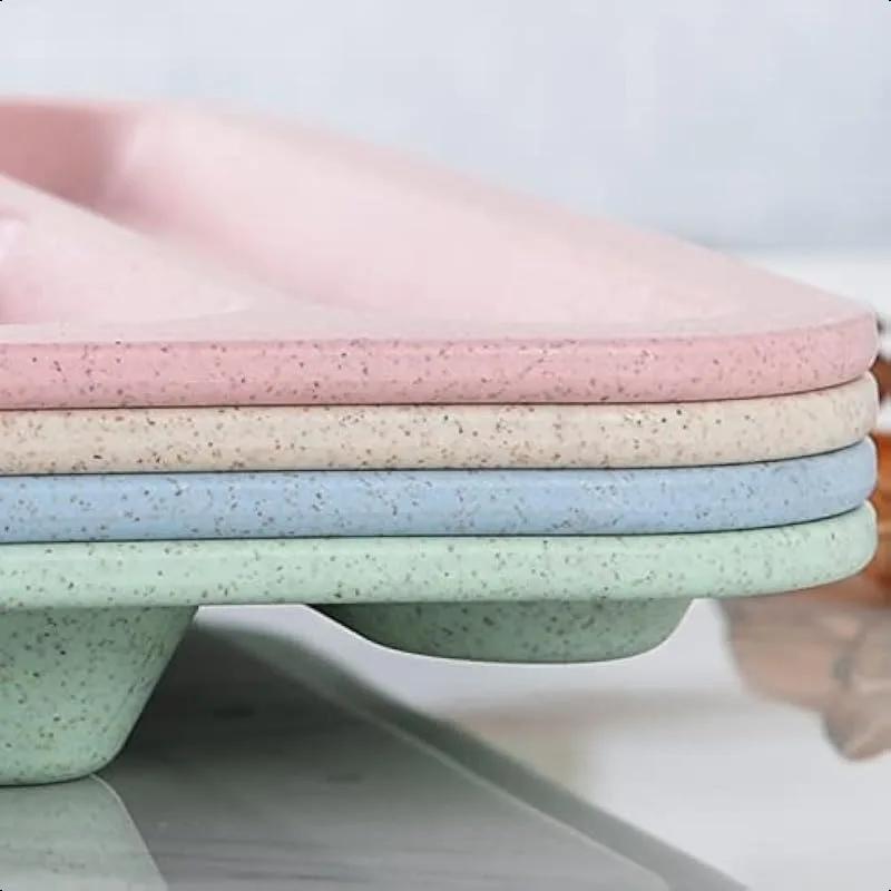 1 Plastic Dinner Plate Made of Wheat Straw, School Lunch Tray Suitable for Adults, Microwave and Dishwasher Safe